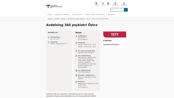 Avdelning 365 psykiatri Östra, Göteborg