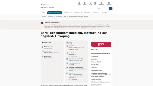Barn- och ungdomsmedicin mottagning Lidköping
