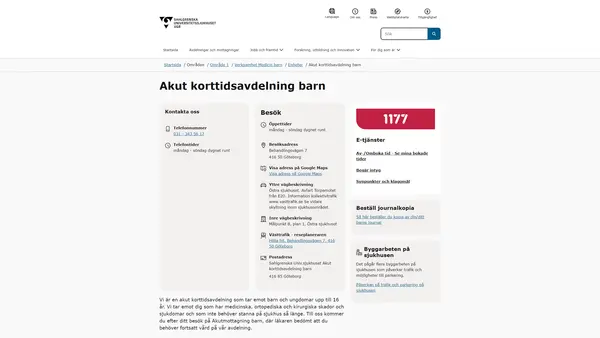 Akut korttidsavdelning barn, Göteborg