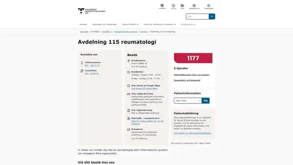 Avdelning 115 reumatologi, Göteborg