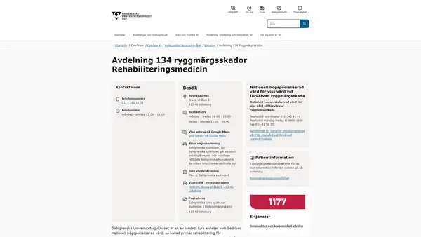 Avdelning 134 Ryggmärgsskador, Göteborg