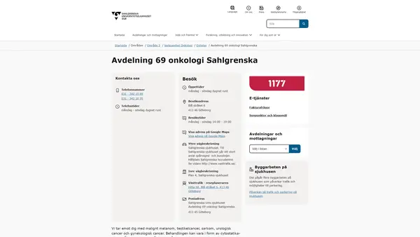 Avdelning 69 onkologi Sahlgrenska, Göteborg