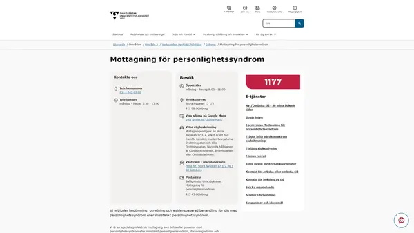 Mottagning för personlighetssyndrom, Göteborg