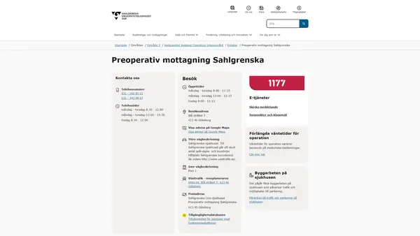 Preoperativ mottagning Sahlgrenska, Göteborg