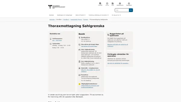 Thoraxmottagning Sahlgrenska, Göteborg