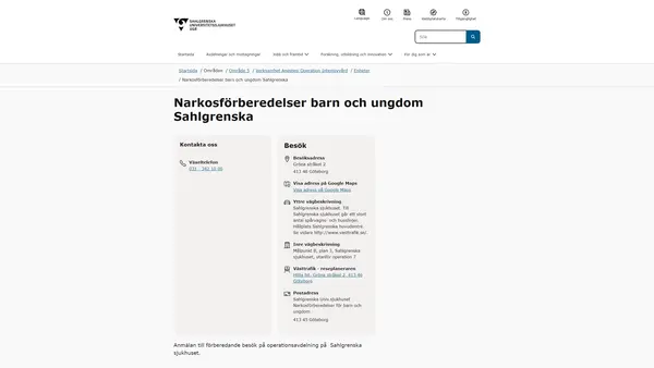 Narkosförberedelser barn och ungdom Sahlgrenska, Göteborg