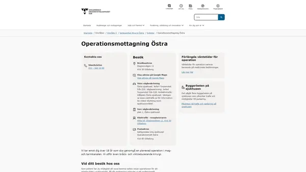 Operationsmottagning Östra, Göteborg