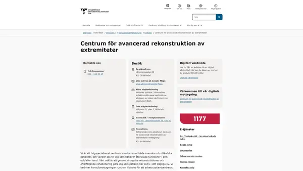 Centrum för avancerad rekonstruktion av extremiteter mottagning, Mölndal