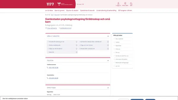 Gamlestaden psykologmottagning föräldraskap och små barn, Göteborg