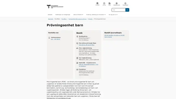 Prövningsenhet barn, Göteborg