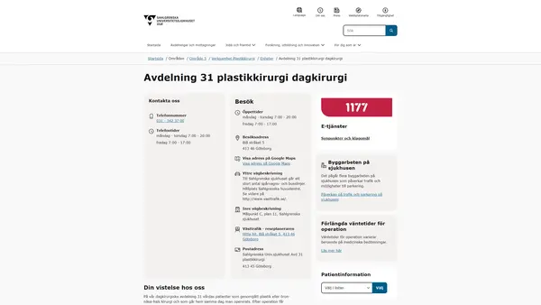 Avdelning 14 plastikkirurgi dagkirurgi