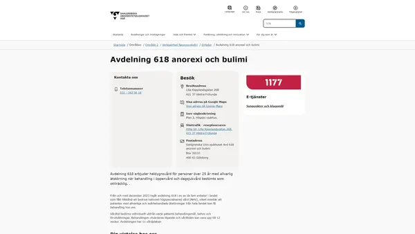 Avdelning 618 anorexi och bulimi, Västra Frölunda