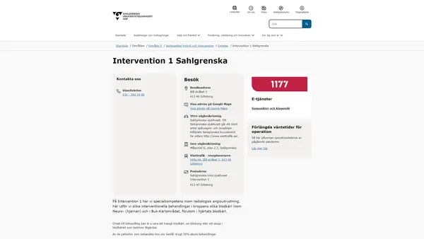 Intervention 1 Sahlgrenska, Göteborg