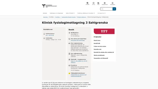 Klinisk fysiologimottagning 3 Sahlgrenska, Göteborg