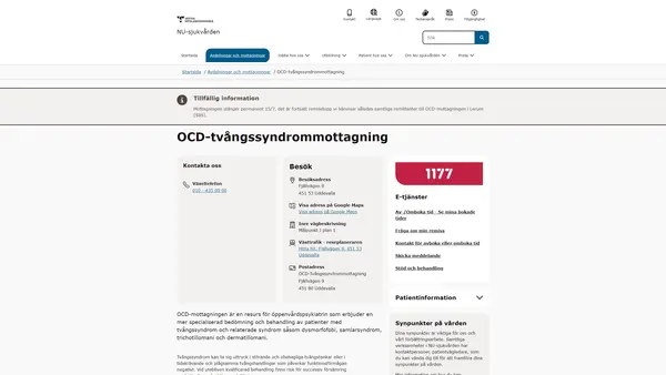OCD-tvångssyndrommottagning Uddevalla sjukhus, Uddevalla