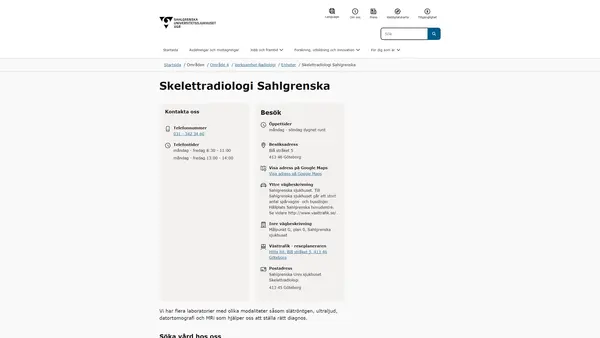 Skelettradiologi Sahlgrenska, Göteborg