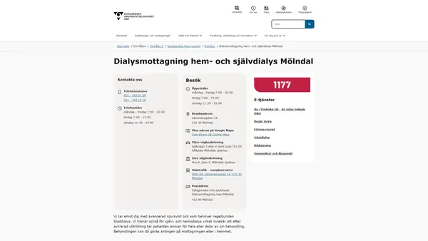 Dialysmottagning hem- och självdialys Mölndal, Mölndal