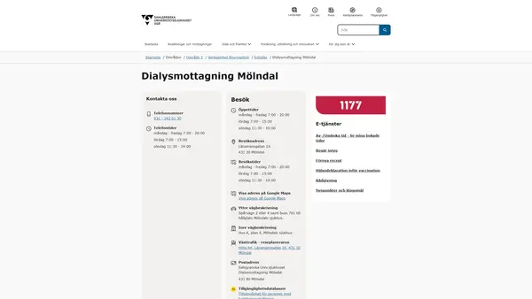 Dialysmottagning Mölndal, Göteborg