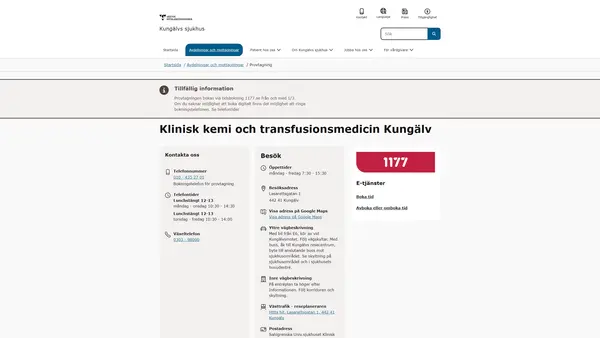 Klinisk kemi och transfusionsmedicin Kungälv, Kungälv