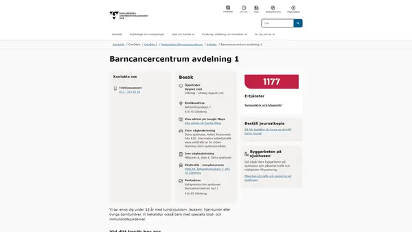 Barncancercentrum avdelning 1, Göteborg