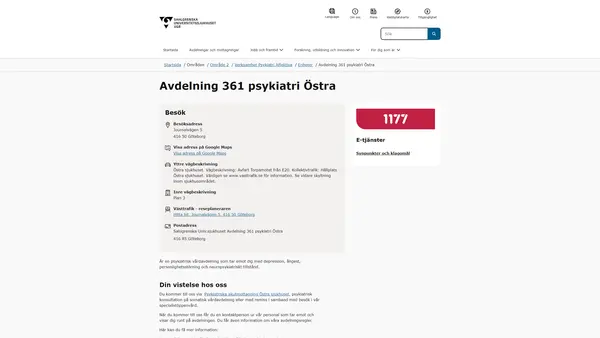 Avdelning 80 psykiatri Sahlgrenska, Göteborg
