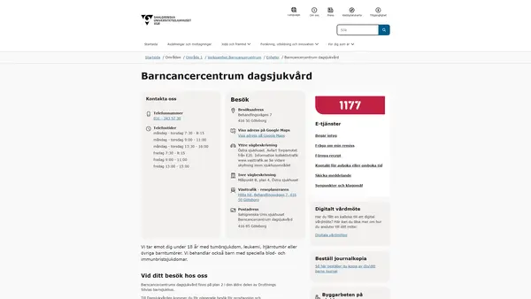 Barncancercentrum dagsjukvård, Göteborg