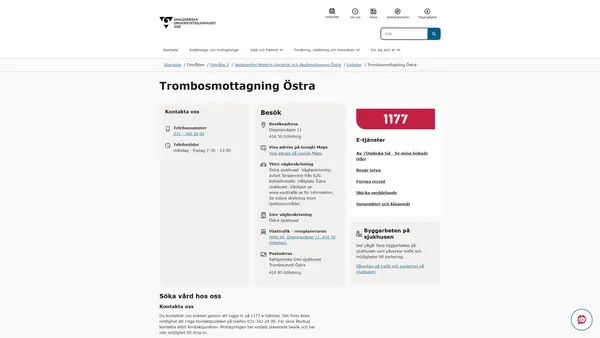 Trombosmottagning Östra, Göteborg