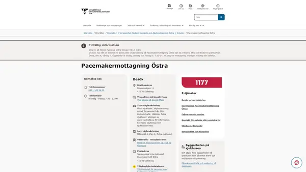 Pacemakermottagning Östra, Göteborg