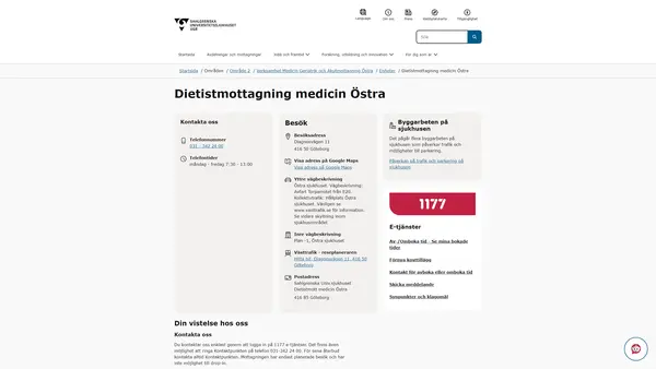 Dietistmottagning medicin Östra, Göteborg