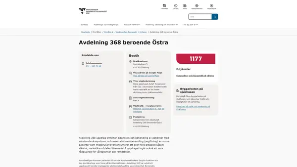 Avdelning 368 beroende Östra, Göteborg