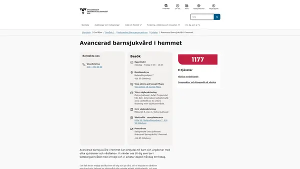 Avancerad barnsjukvård i hemmet, Göteborg