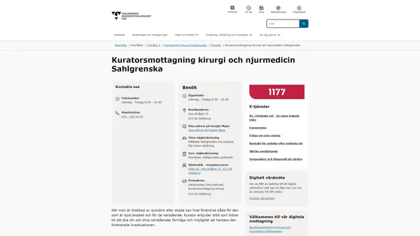 Urologimottagning kurator Sahlgrenska, Göteborg