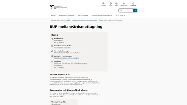 BUP mellanvårdsmottagning, Göteborg