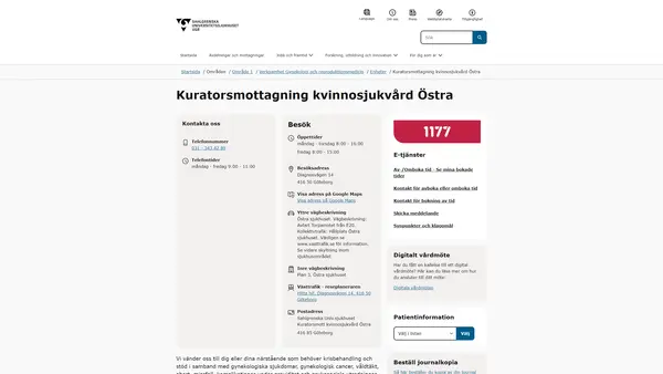 Kuratorsmottagning kvinnosjukvård Östra, Göteborg