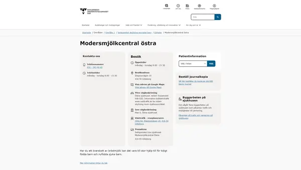 Modersmjölkcentral Östra, Göteborg