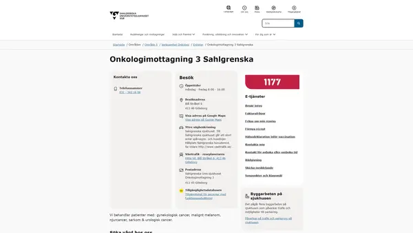 Onkologimottagning 3 Sahlgrenska, Göteborg