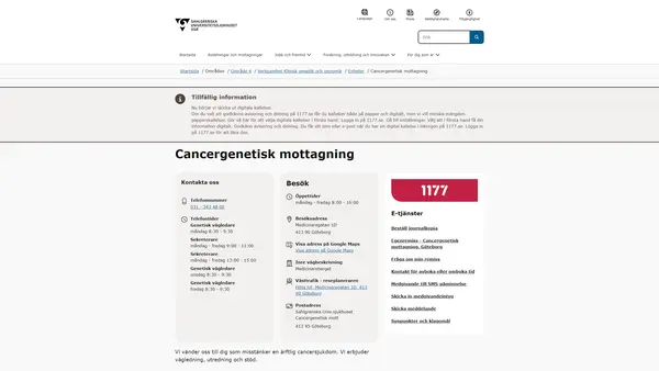 Cancergenetisk mottagning, Göteborg