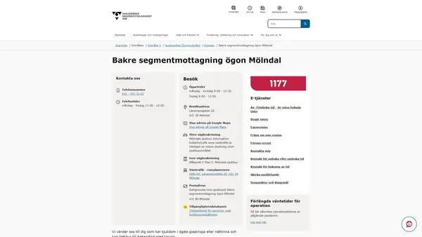 Bakre segmentmottagning ögon Mölndal, Mölndal