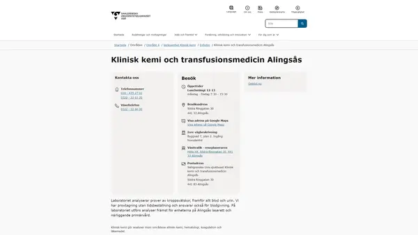 Klinisk kemi och transfusionsmedicin Alingsås, Alingsås