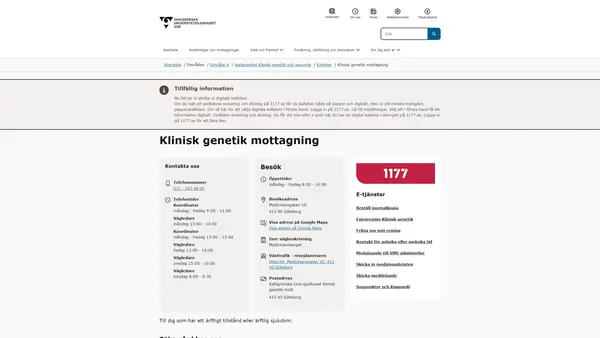 Klinisk genetik mottagning, Göteborg