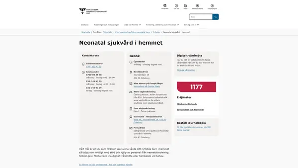 Neonatal sjukvård i hemmet, Göteborg