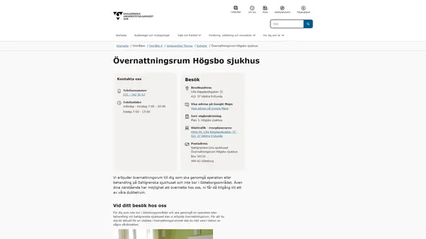 Övernattningsrum Högsbo sjukhus, Göteborg