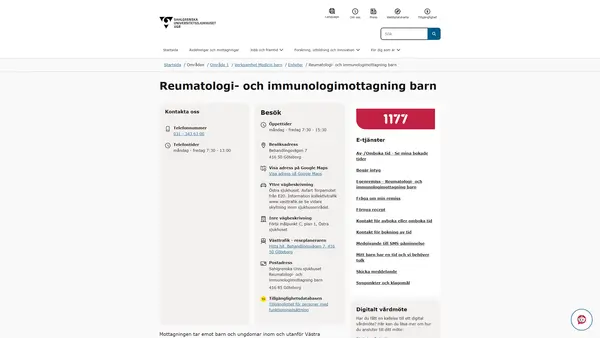 Reumatologi- och immunologimottagning barn, Göteborg