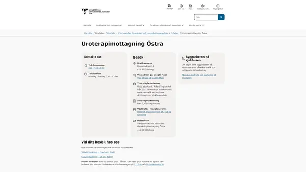 Uroterapimottagning Östra, Göteborg