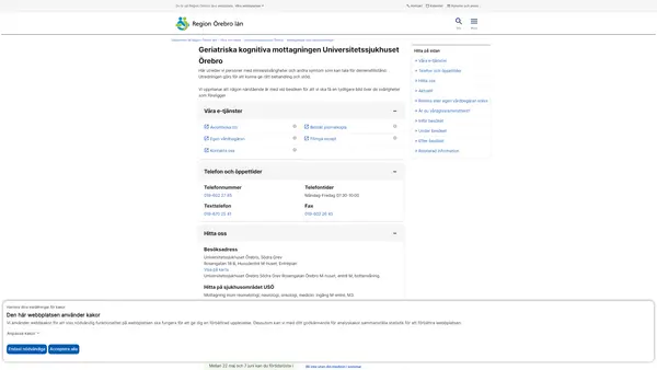 Geriatriska kognitiva mottagningen Universitetssjukhuset Örebro