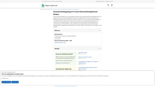 Anestesimottagningen H-huset Universitetssjukhuset Örebro