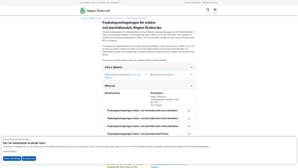 Psykologmottagningen för mödra- och barnhälsovård, Region Örebro län
