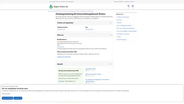 Onkologavdelning 85 Universitetssjukhuset Örebro