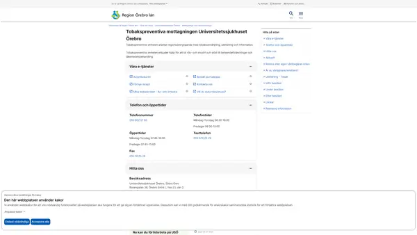 Tobakspreventiva mottagningen Universitetssjukhuset Örebro, Örebro