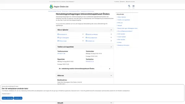 Hematologmottagningen Universitetssjukhuset Örebro